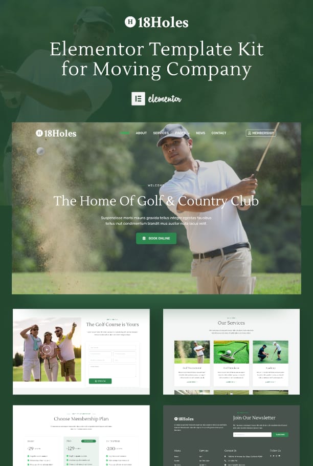 Golf club Elementor template