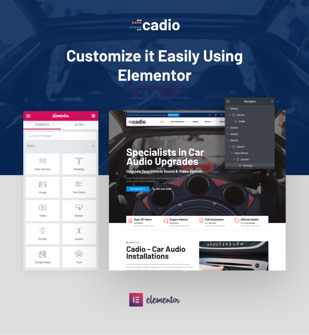 Car audio specialist Elementor template