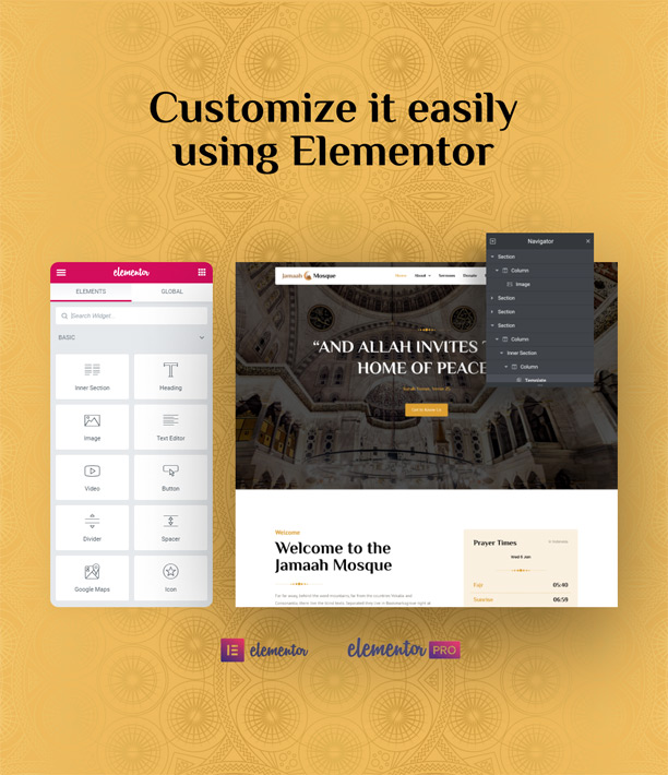 Islamic center Website Elementor Template