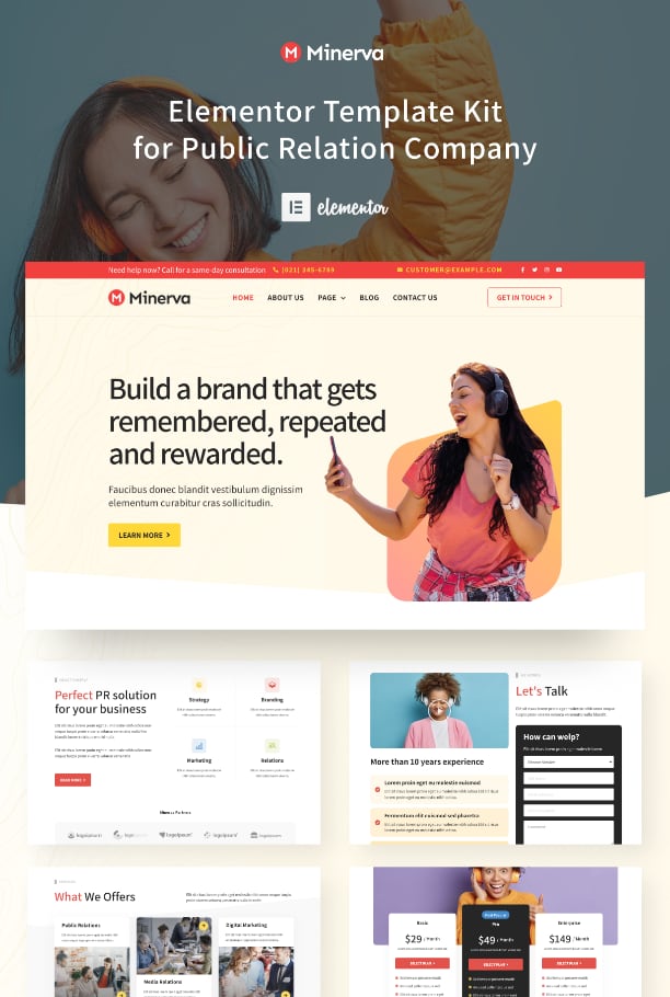 Public relation company Elementor template