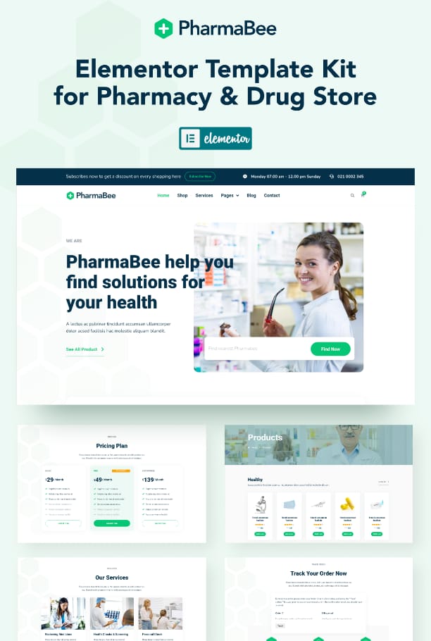 Online pharmacy Elementor template