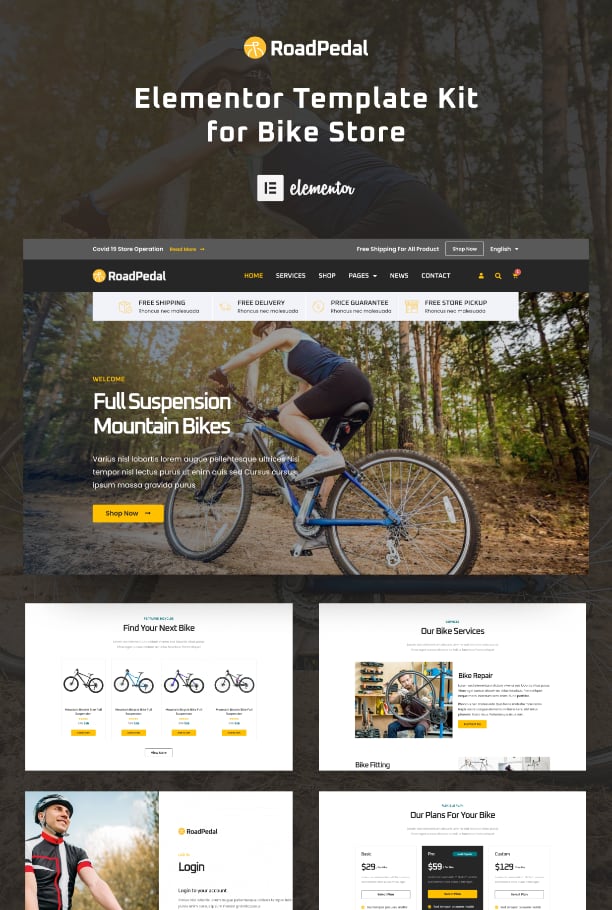 Bike online store Elementor template