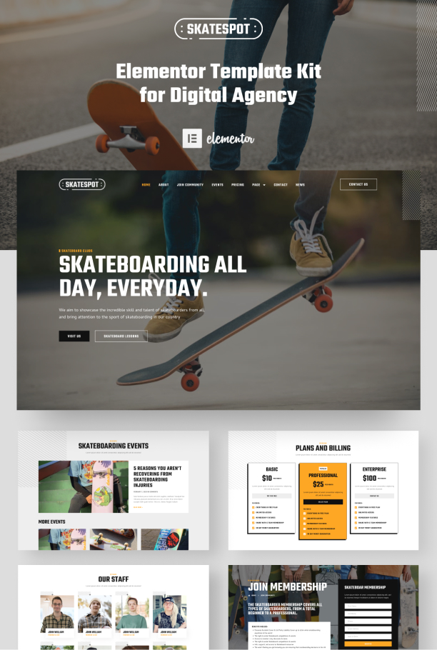 Skateboard community website template