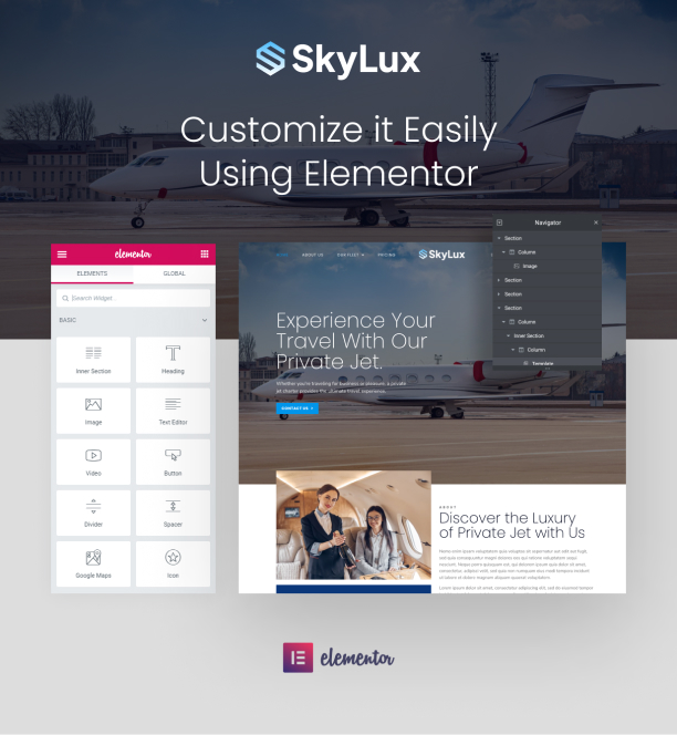 Helicopter charter Elementor template