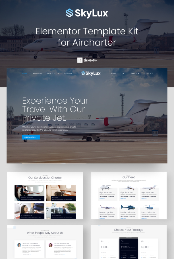 Plane charter service website template