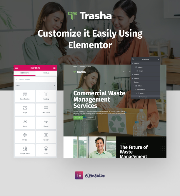 Waste recycling Elementor template