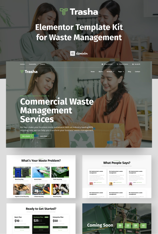 Waste management company website template